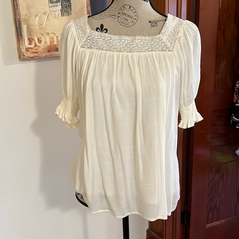 In Loom ivory crochet blouse size small